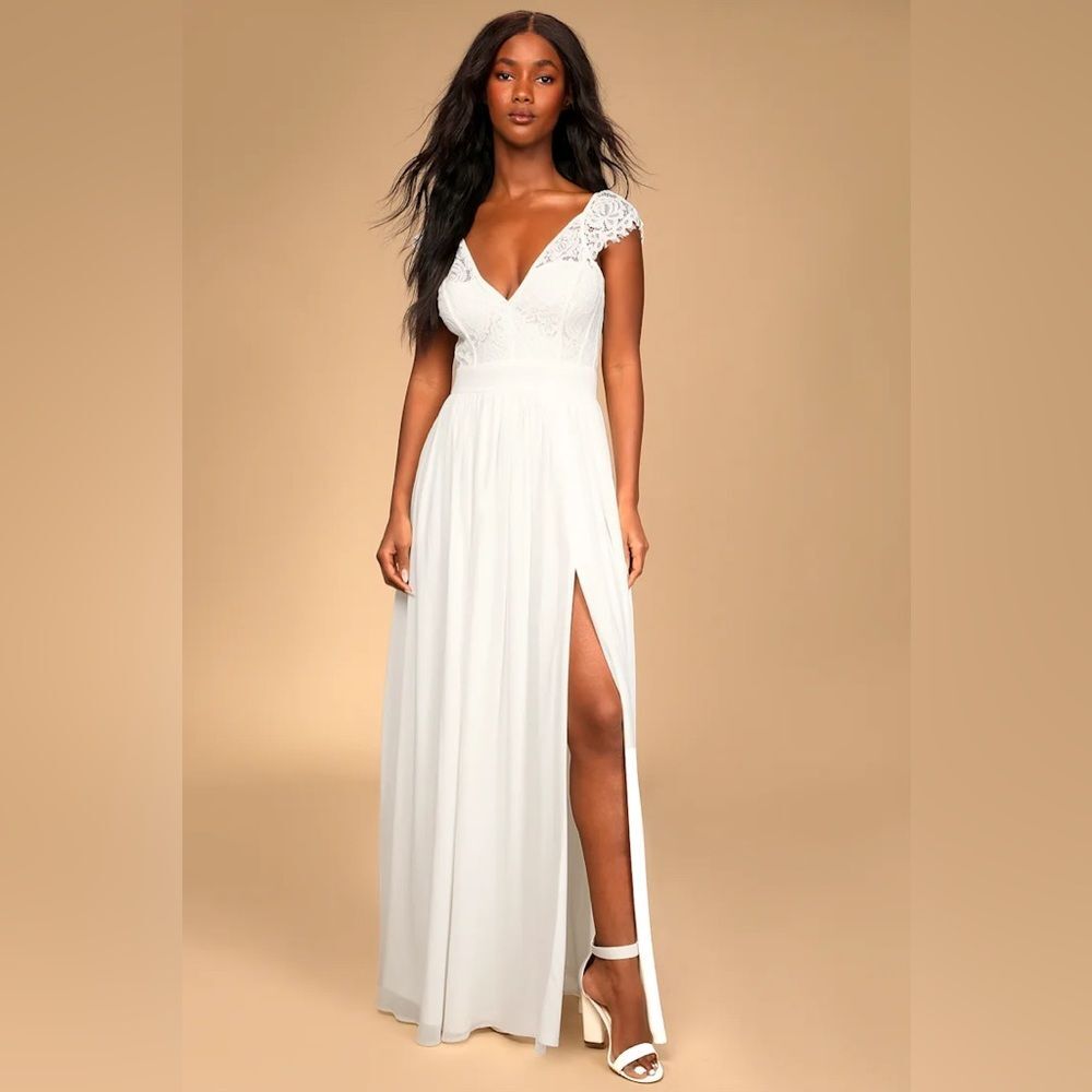 Lulus Cherish You Always White Lace Maxi Dress